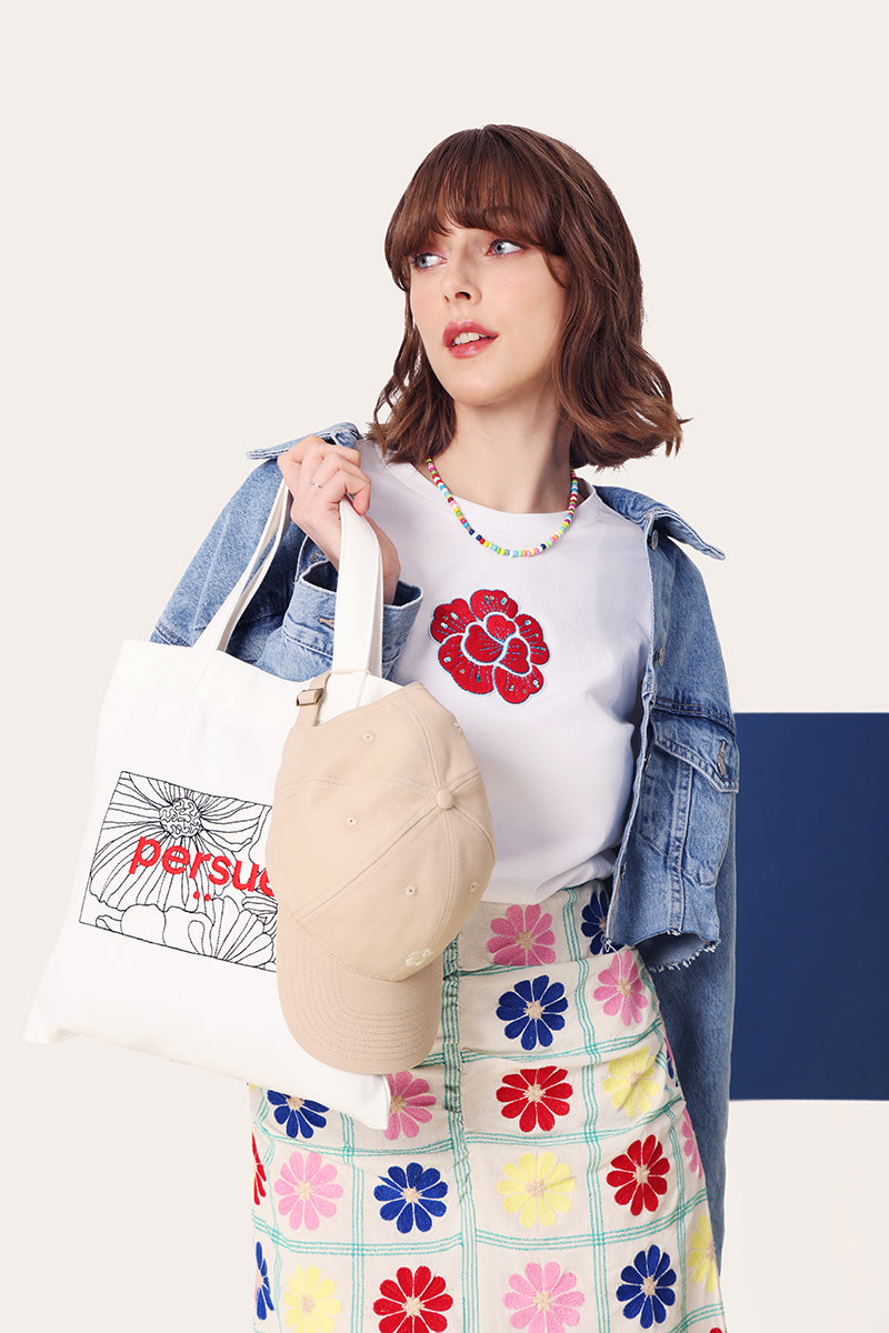 TOTE BAG - FLORAL WALLPAPER EMBROIDERED